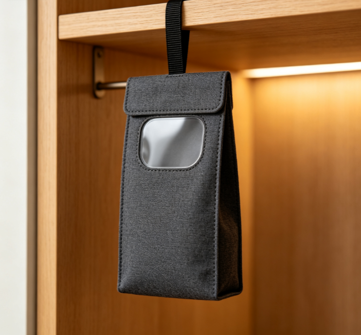 Dark Gray Hanging 3D Scented Sachet – Deodorizing Aromatherapy Bag with Viewing Window for Closets - Image 2