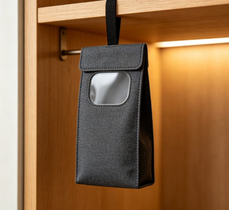 Dark Gray Hanging 3D Scented Sachet – Deodorizing Aromatherapy Bag with Viewing Window for Closets