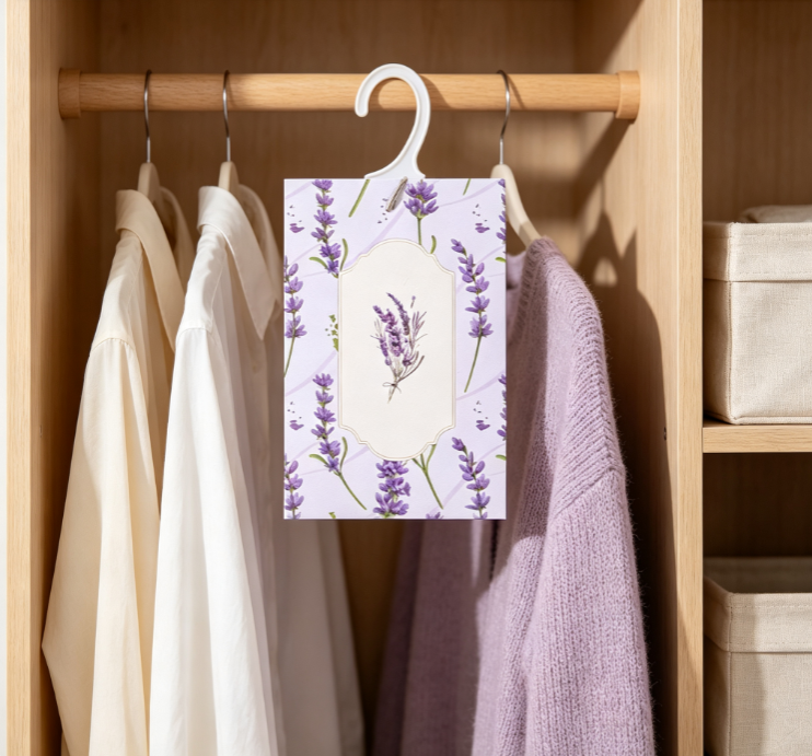 Lavender-Print Hanging Sachet – Delicate Floral Fragrance