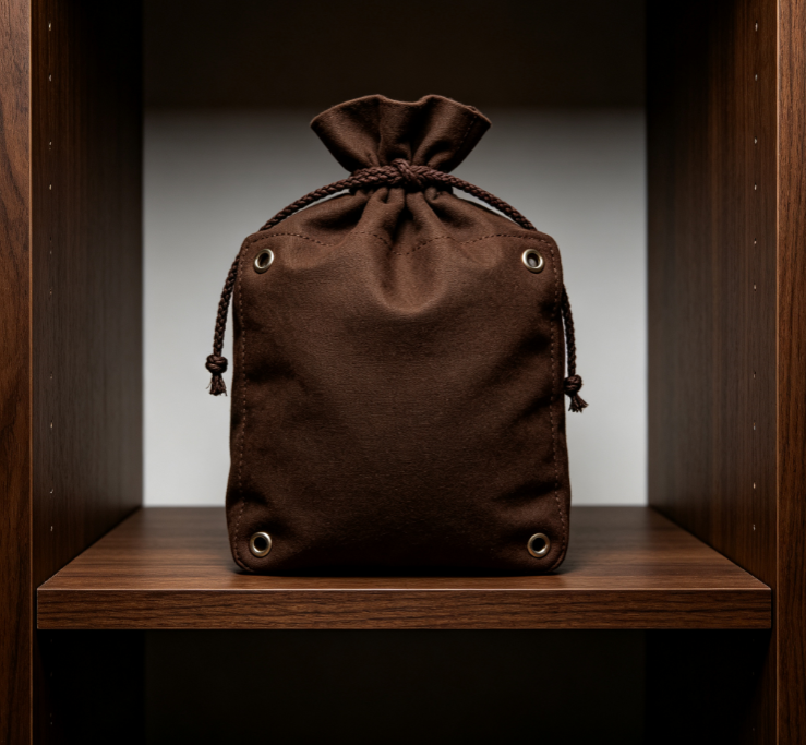 Dark Brown Canvas Drawstring Sachet – Hanging Aromatherapy Bag for Wardrobe Deodorization - Image 2